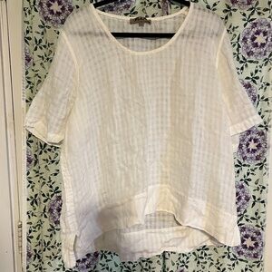FLAX L 100% linen White Blouse women’s 16 18 NWOT summer fresh clean